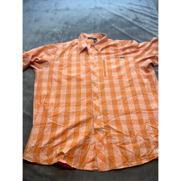 Rocawear Shirt Men's Classic Short Sleeve Plaid Size 3XL Orange WhiteXXXL - Picture 1 of 6